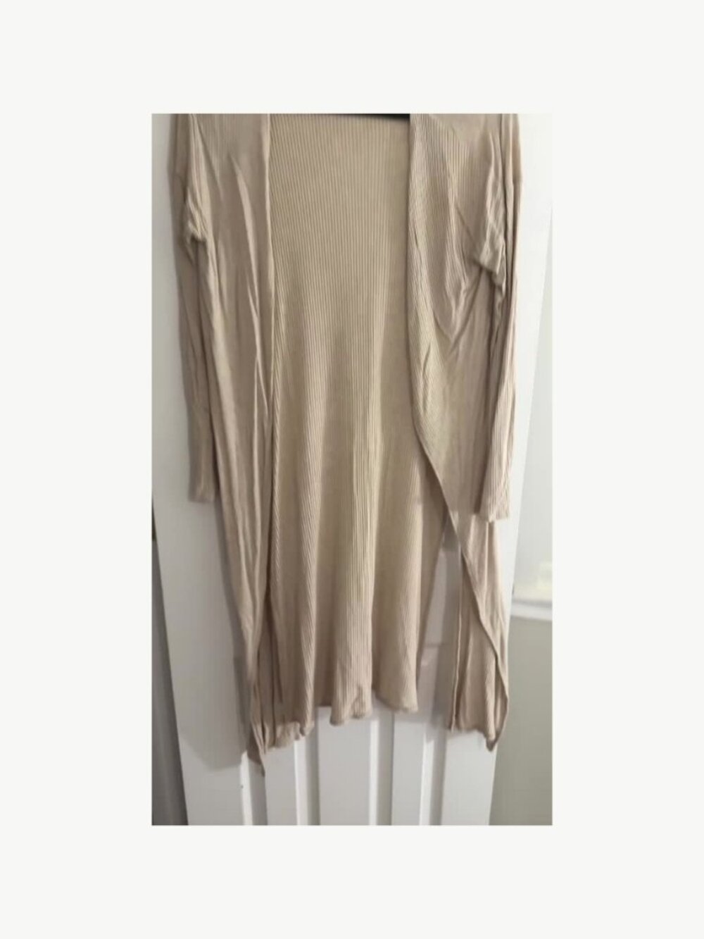 See You Monday Taupe Ribbed Longline Cardigan L